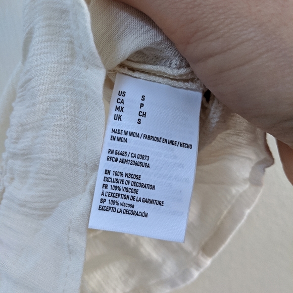 American Eagle Festival Boho festival floral top cream ivory embroidery Small - Picture 12 of 13